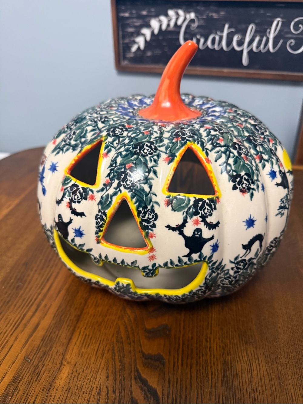 Boleslawiec Jack-O-Lantern Large Halloween Pumpkin Unikat Kalich Polish Pottery